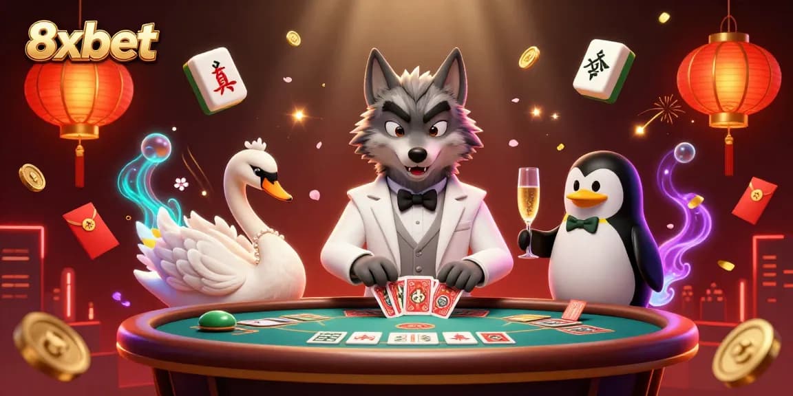 Play at the baccarat table with 8xbet’s engaging characters, showcasing elegance and luck.