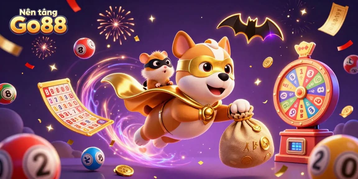 Nền tảng Go88 offers dynamic gaming fun with superheroes and vibrant casino elements.
