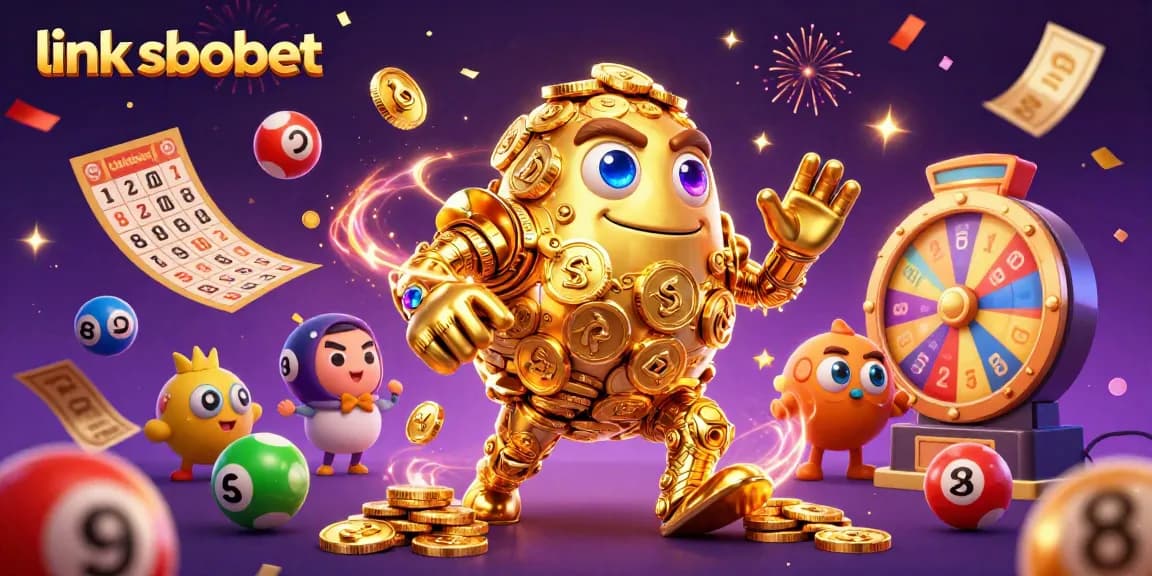 Engage with link sbobet for live betting as a golden golem guarding vibrant casino elements.