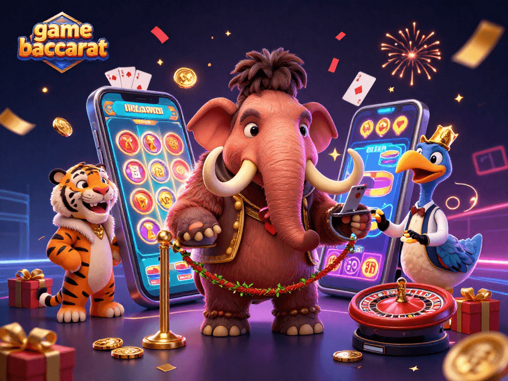 Experience the thrill of game baccarat with vibrant elements showcasing excitement and energy in a casino setting.