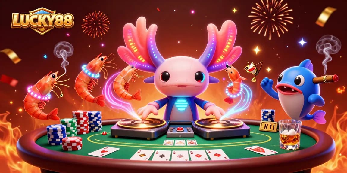 Experience the excitement of LUCKY88 with vibrant characters and casino elements in a dynamic 3D scene.