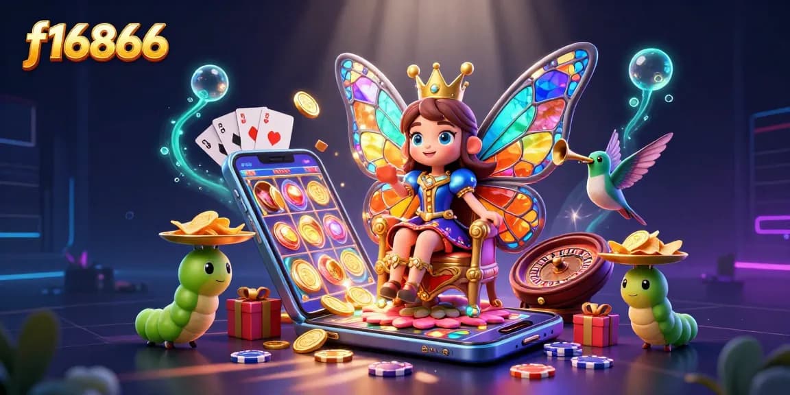 Engage with vibrant f16866 slots game featuring a butterfly queen and immersive casino elements.