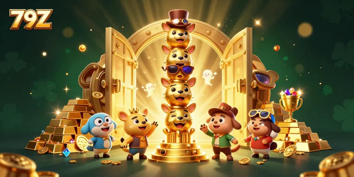 Engage with the colorful casino totem pole while navigating exciting games on 79Z.