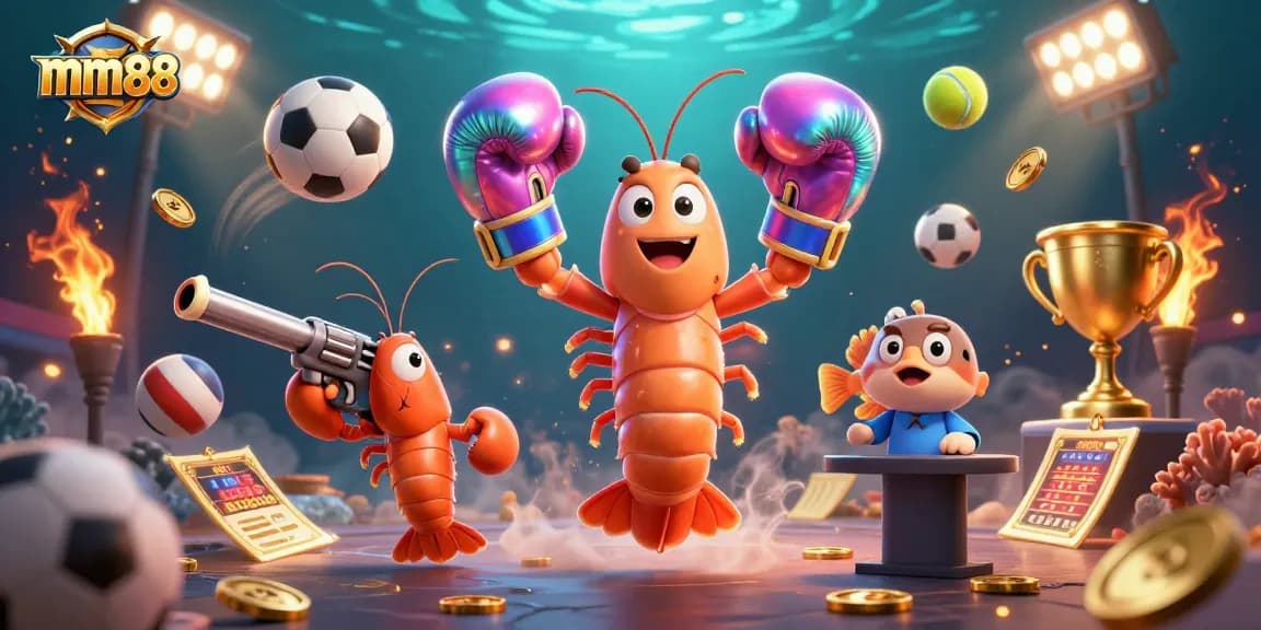 Experience thrilling gameplay with mm88 in a vibrant casino scene featuring dynamic sports elements and delightful characters.