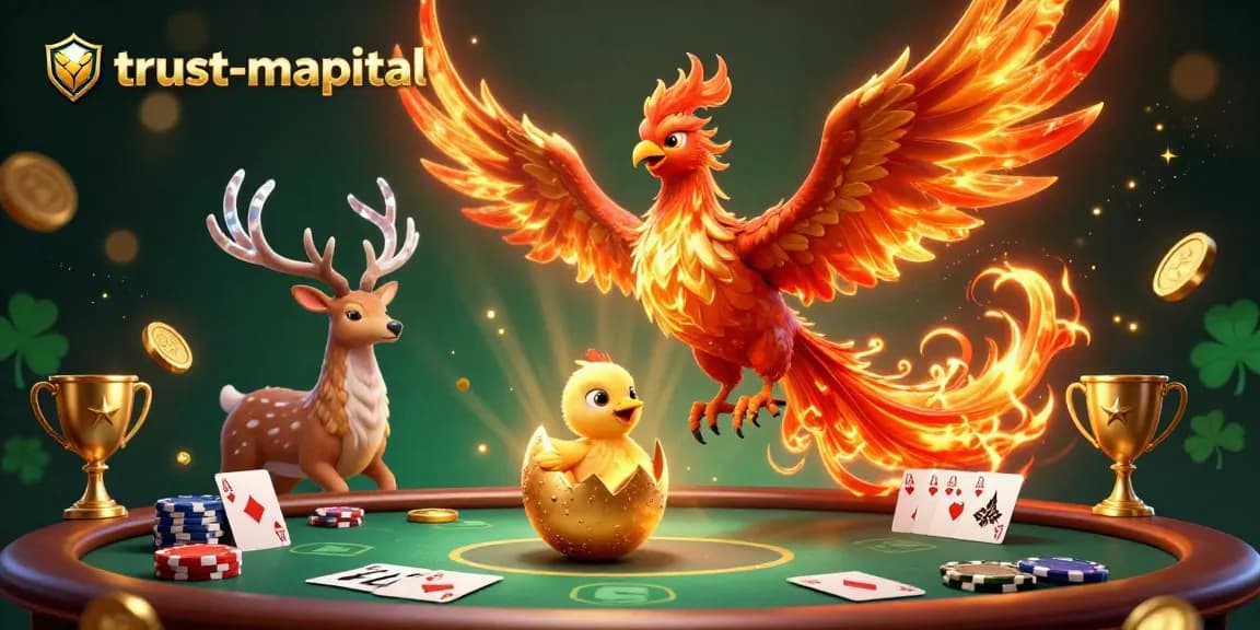 Engage in thrilling poker games with trust-m-capital, featuring vibrant illustrations of lively scenes.