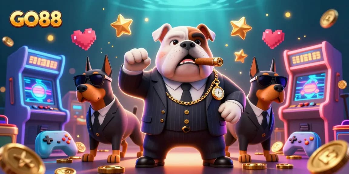 Experience the colorful GO88 gaming world with 3D cartoon characters and vibrant casino elements.