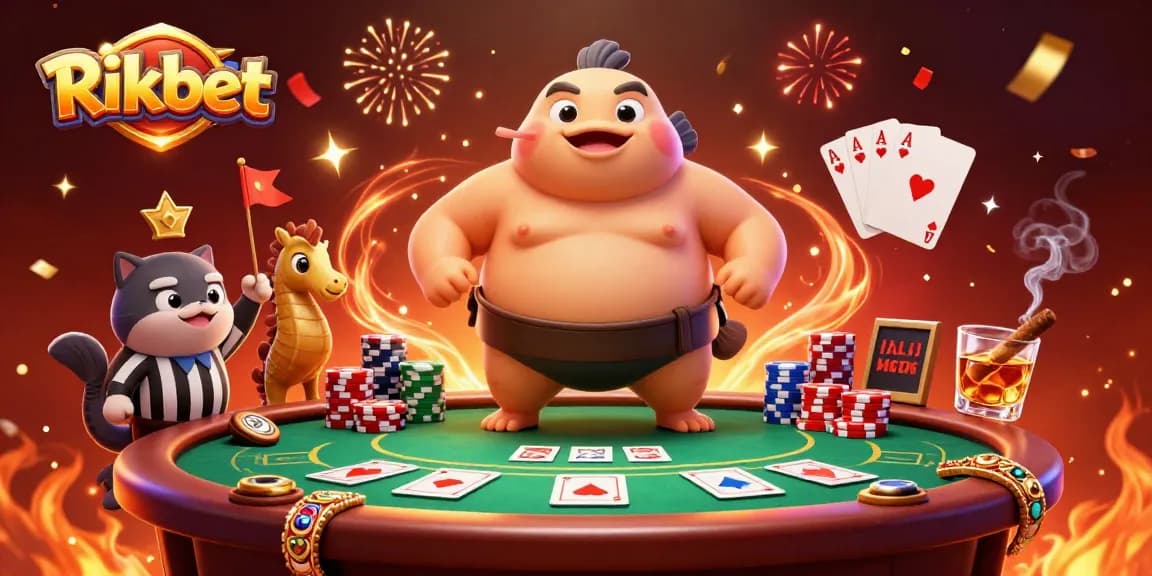 Experience the vibrant action of gambling at Rikbet with a lively 3D fugu undersea casino scene.