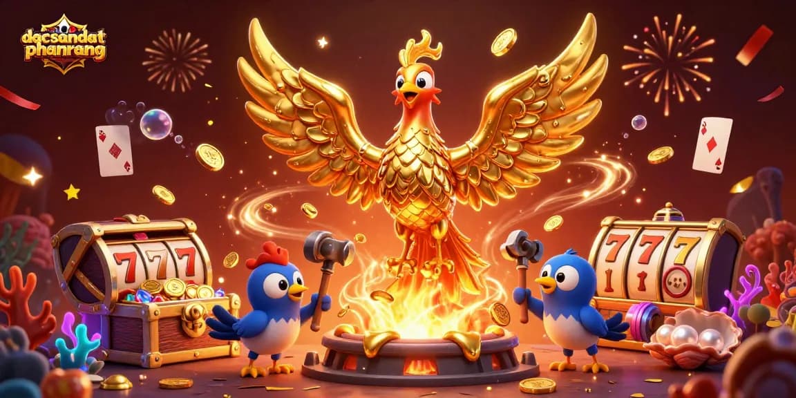 Experience gaming excitement at dacsandatphanrang with a molten phoenix amidst rich casino treasures.