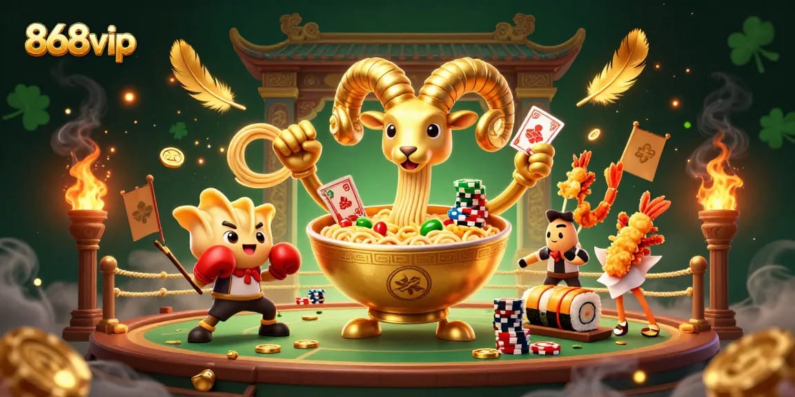 Engage in thrilling games at 868vip with a vibrant 3D casino scene featuring unique characters.
