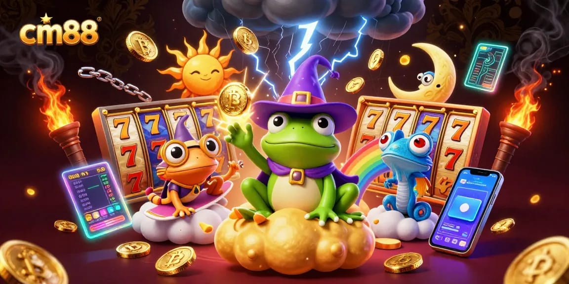 Experience the thrilling world of cm88 with vibrant slots, golden coins, and exciting characters.