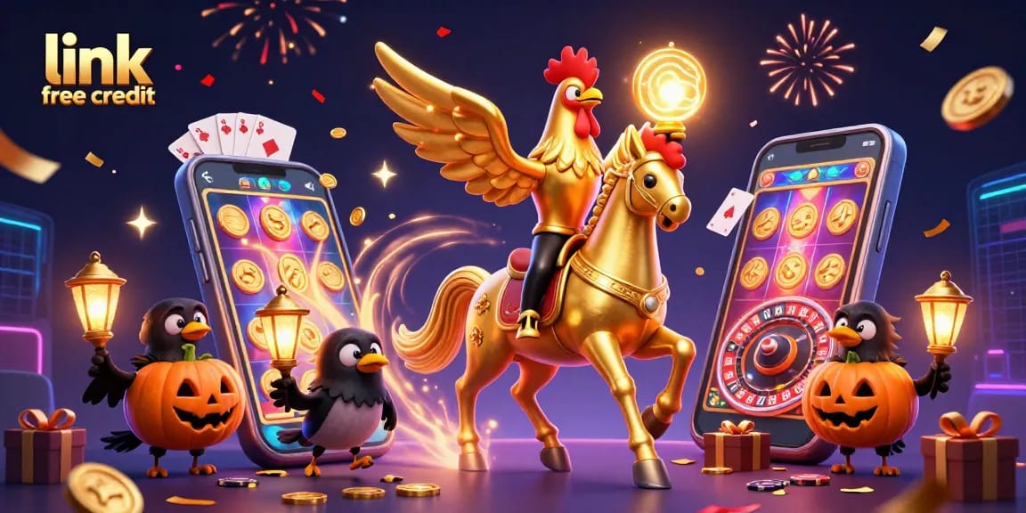 Engage with link free credit bonuses at online casinos through vibrant, animated gaming scenes.