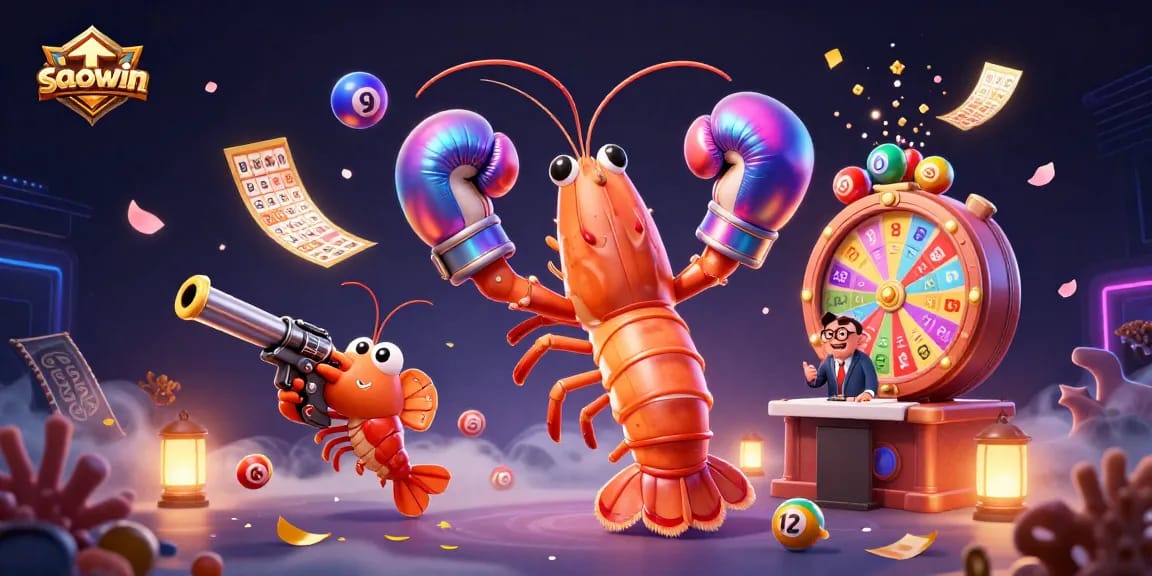 Engage with saowin's thrilling online casino games amid vibrant colorful elements and dynamic lottery action.