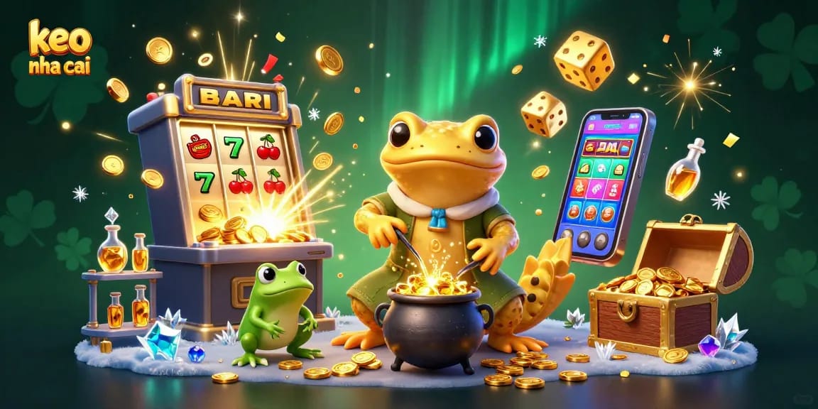 Experience keo nha cai thrills with a vibrant scene of a golden salamander alchemist and exciting casino elements.