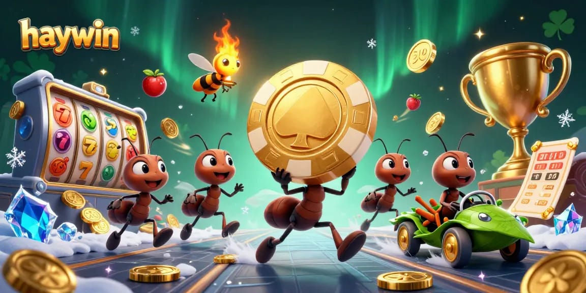 haywin captures exciting casino action with cartoon ants in an elaborate heist scene.