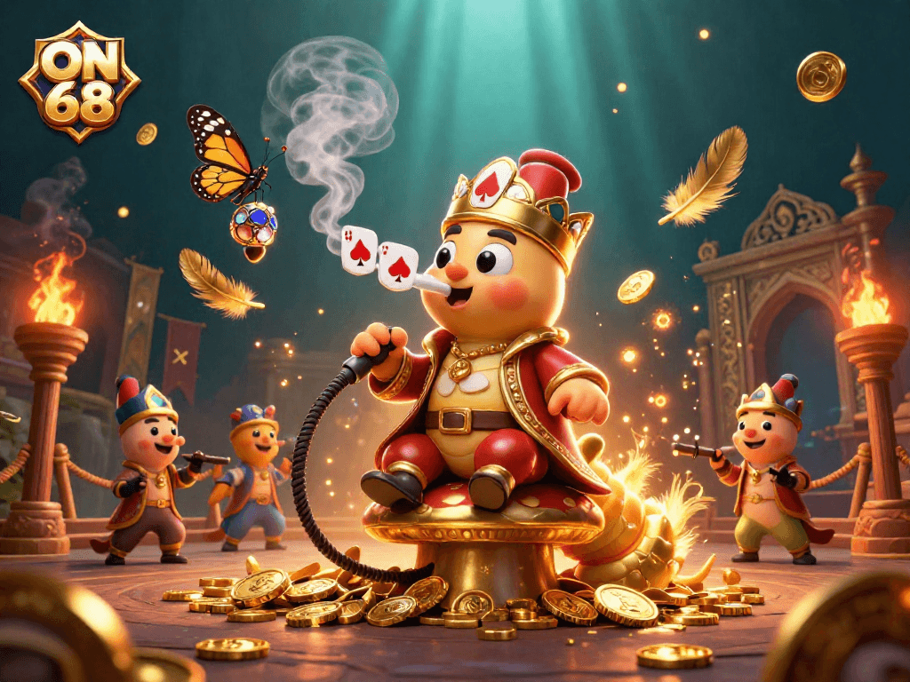 Experience the excitement of ON 68 in this vibrant illustration featuring unique characters and gaming elements.