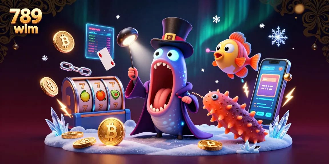 Experience interactive fun with 789 wim as vibrant sea creatures perform an enchanting casino magic show.