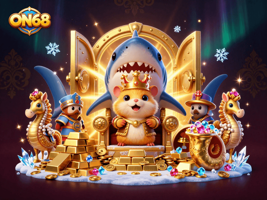 ON68 offers thrilling adventure with its fierce hamster king amidst a treasure-rich casino scene.