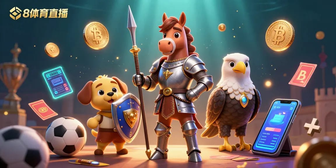 Experience thrilling action with 88体育直播 as sports balls and trophies surround a medieval knight and squire puppy