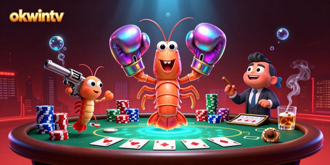 Experience thrilling gameplay at okwintv with 3D characters battling for victory at a poker table.