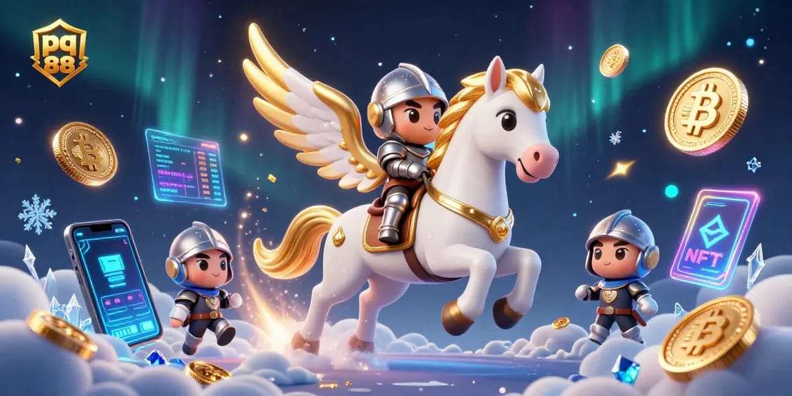 Experience the excitement of pq 88 with vibrant casino-themed illustration showcasing animated characters and crypto elements.