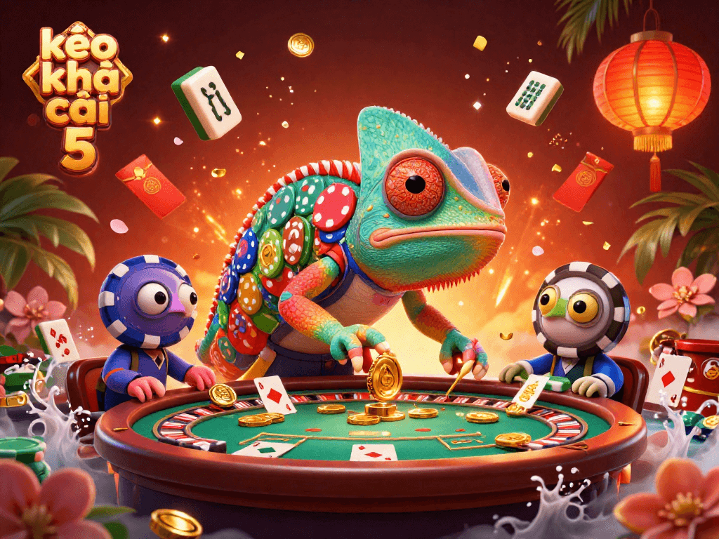 Engage with kèo nhà cái 5 as vibrant casino activities unfold in a dazzling 3D scene.