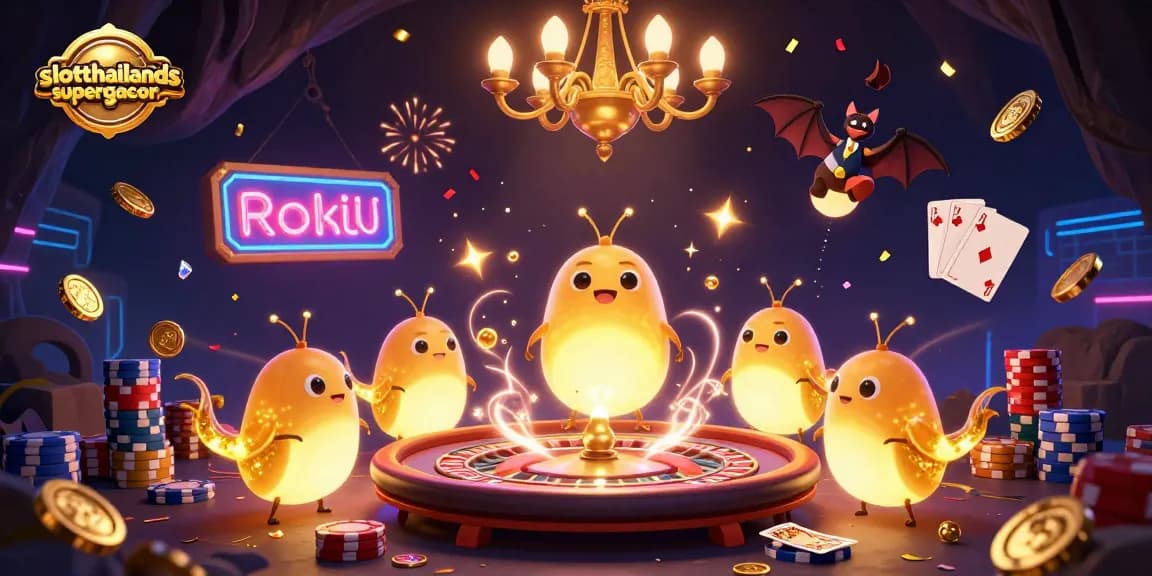 Experience fun with slotthailandsupergacor in a vibrant, bioluminescent cave casino scene.