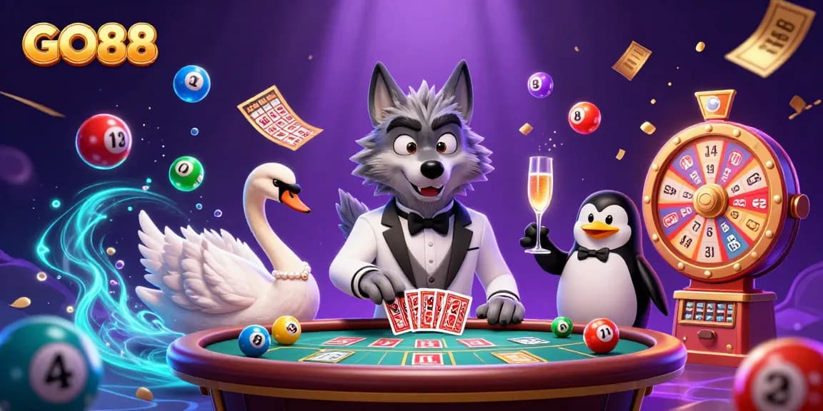 Experience thrilling games at GO88 with a lively baccarat scene lit by vibrant elements.