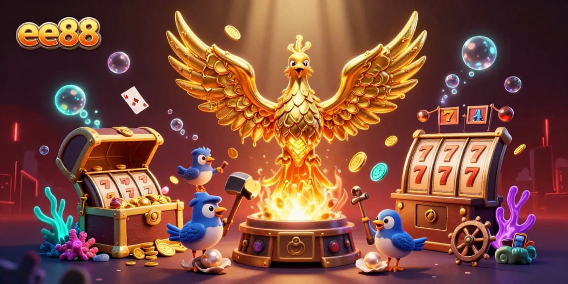 Engage with exciting game elements at ee88’s vibrant casino, featuring a molten golden phoenix!
