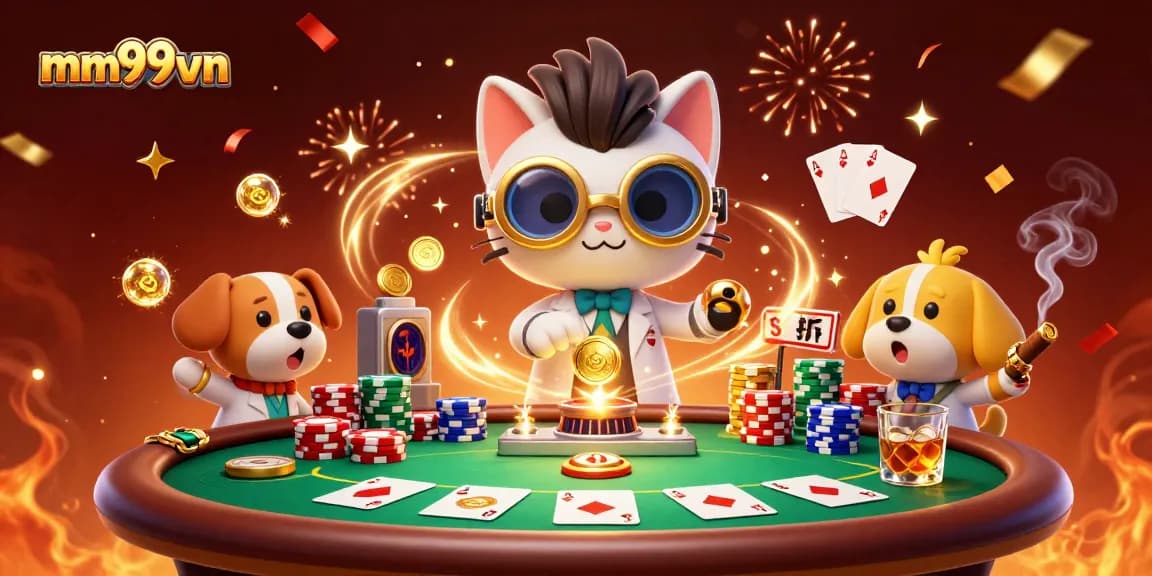 Engage in thrilling gameplay with mm99vn’s cartoon magic in an electrifying casino scene.