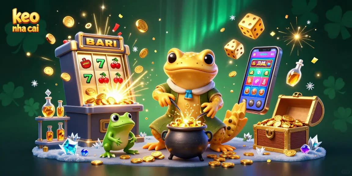 Experience keo nha cai thrills with a vibrant scene of a golden salamander alchemist and exciting casino elements.