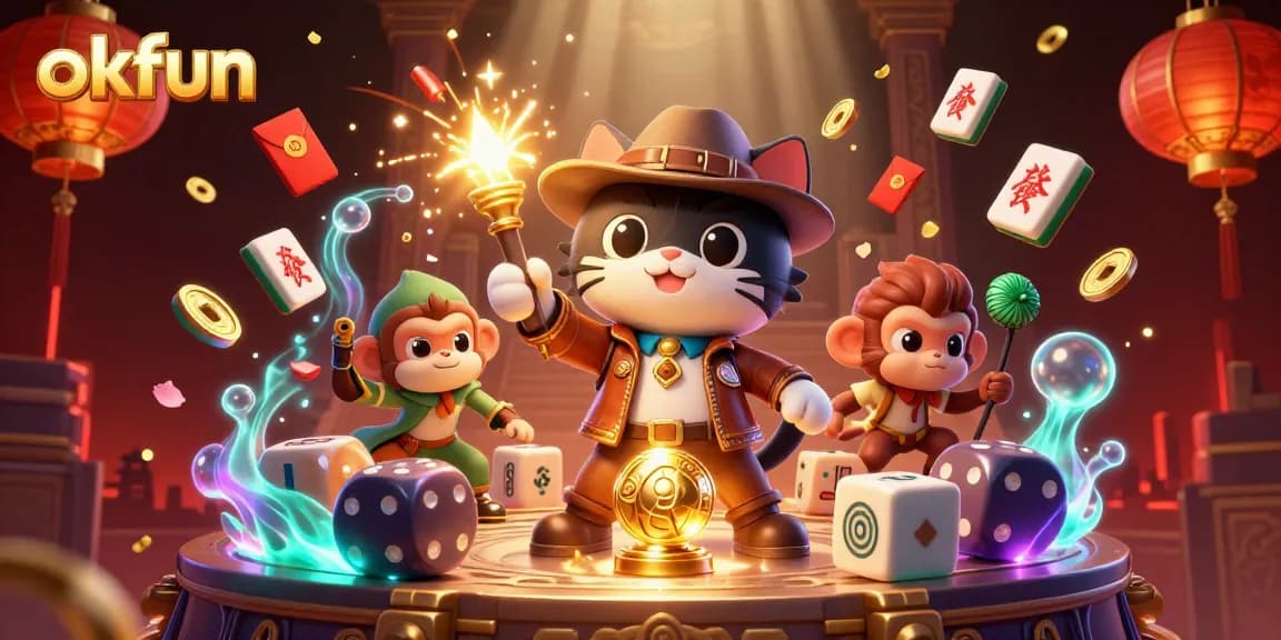 Engage with okfun's thrilling gaming experience as an explorer cat discovers golden casino treasures!