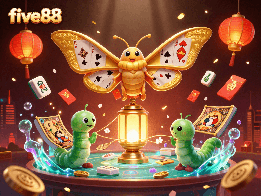 Experience thrilling five88 gameplay with immersive visuals like golden lanterns and vibrant casino scenes.