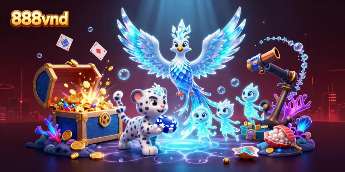 Experience the thrilling adventures of 888vnd in an ultra-detailed 3D casino scene!
