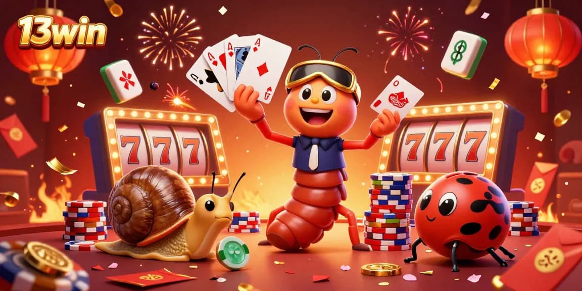 Experience exciting gaming with the vibrant 13win casino scene featuring energetic dealer characters.