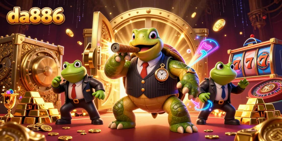 Engage in thrilling gameplay at da886 casino, featuring iconic gambling symbols and vibrant characters.