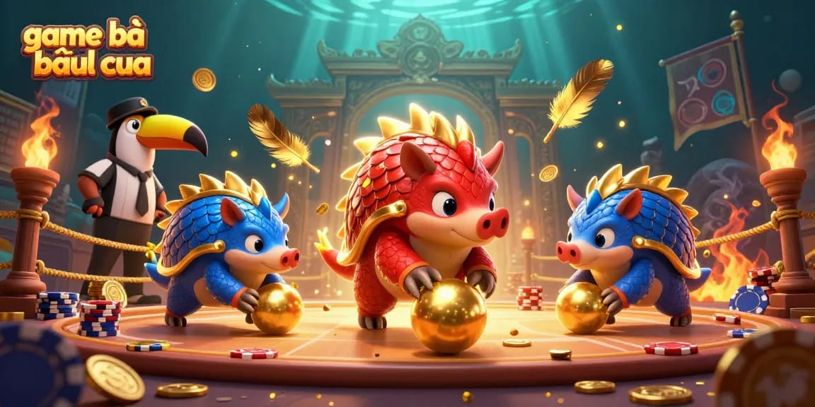 Engage in the dynamic game bài bầu cua with colorful pangolins bowling through poker chips.