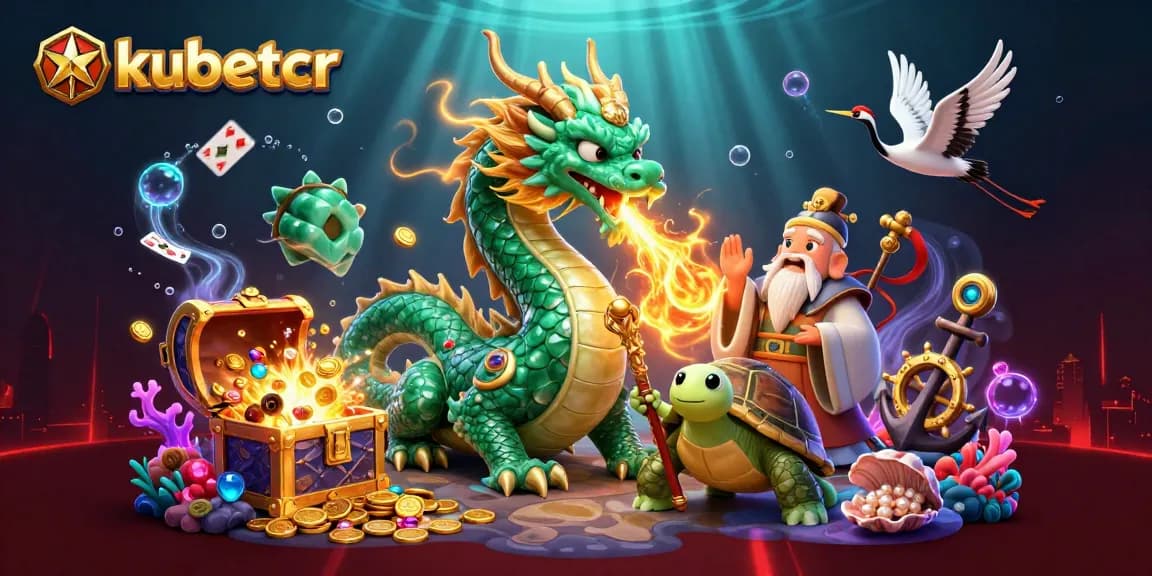 Experience thrilling bets at kubetcr with vibrant 3D casino scenes of dragon and lucky cranes.