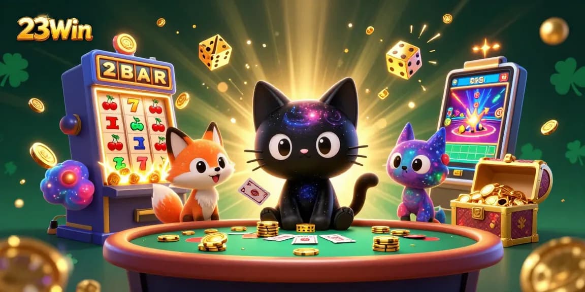 Experience thrilling wins with 23Win in a vibrant cosmic casino scene featuring enchanting characters and dynamic gaming elements.