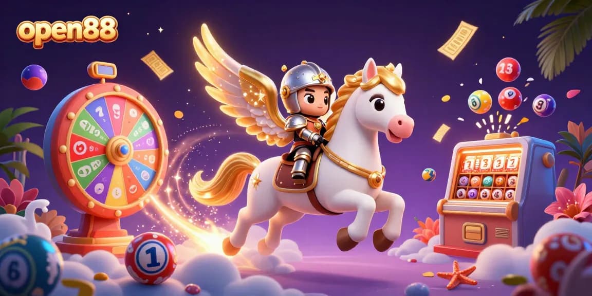 Join the fun with open88 as a celestial horse and knight explore exciting gaming elements!