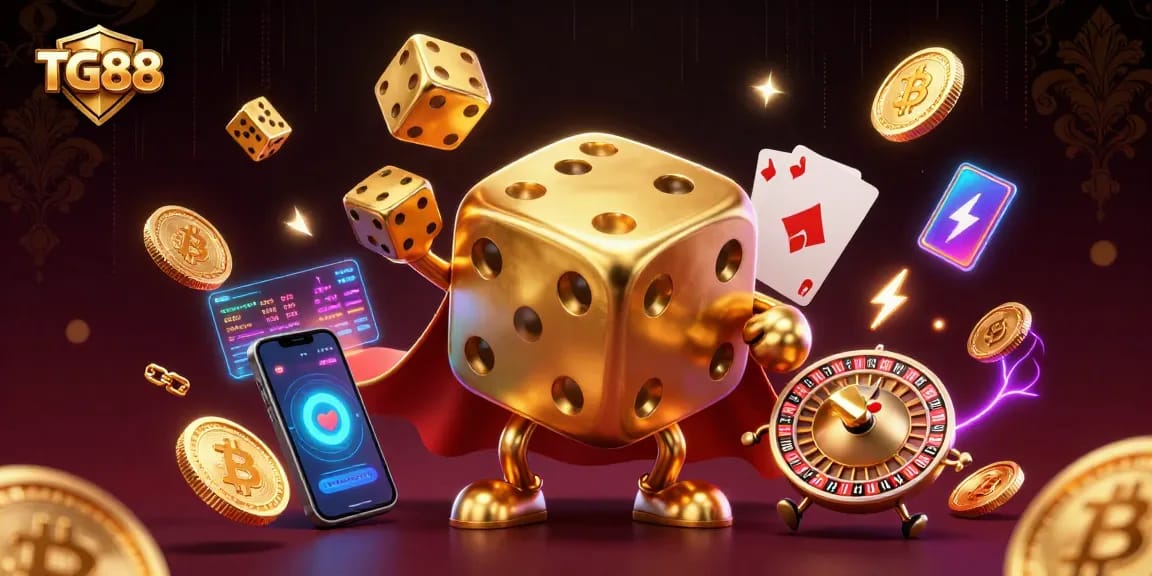 Engage in thrilling gambling with TG88's dynamic 3D casino scene featuring cartoon characters.