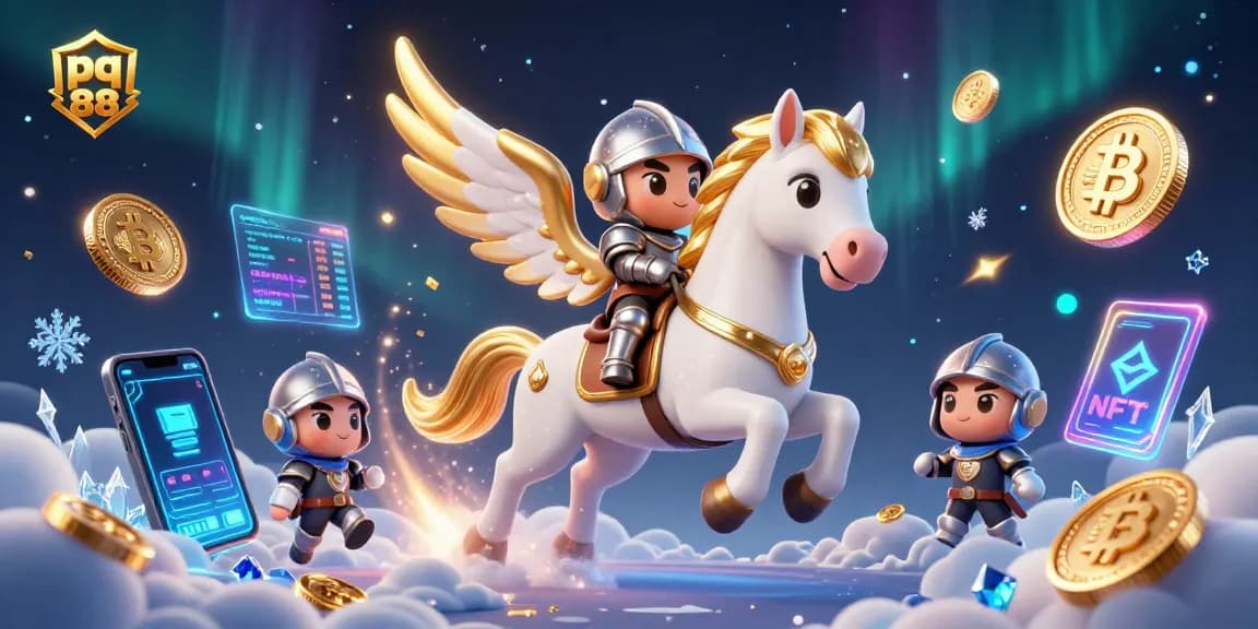 Experience the excitement of pq 88 with vibrant casino-themed illustration showcasing animated characters and crypto elements.