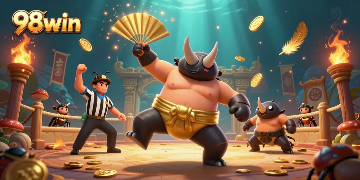 Experience the thrill of winning with 98win in this vibrant casino illustration featuring exciting gaming action.