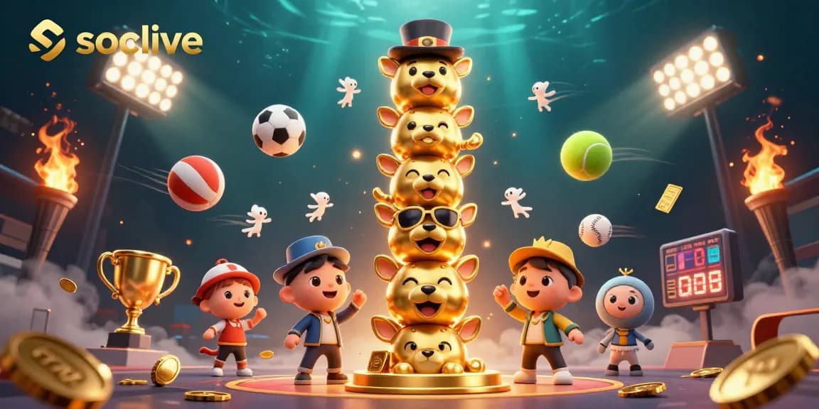 Socolive broadcasts thrilling sports betting action in a dynamic casino-themed illustration.