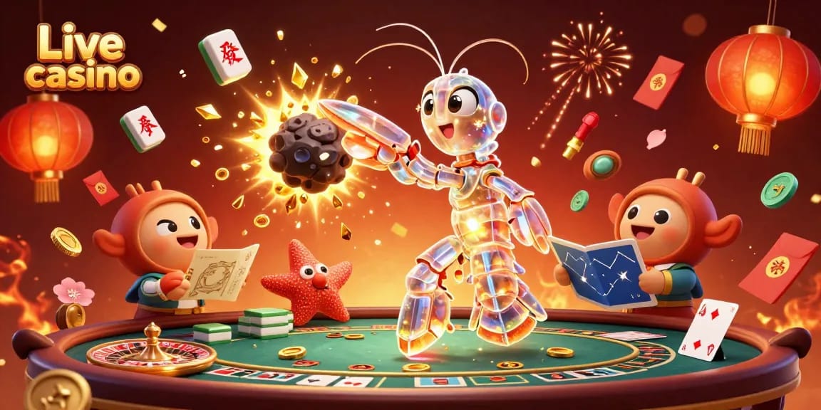 Experience excitement at a Live casino with dynamic 3D elements and vibrant visuals.