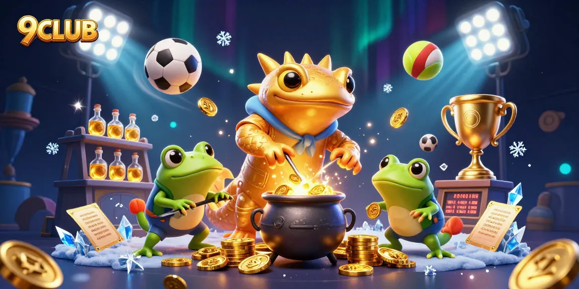 Win exciting rewards at 9CLUB with this vibrant illustration highlighting a magical casino adventure.