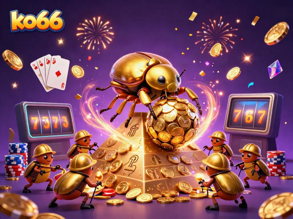 Experience top gaming thrills at ko66 with golden symbols, vibrant confetti, and thrilling casino elements.