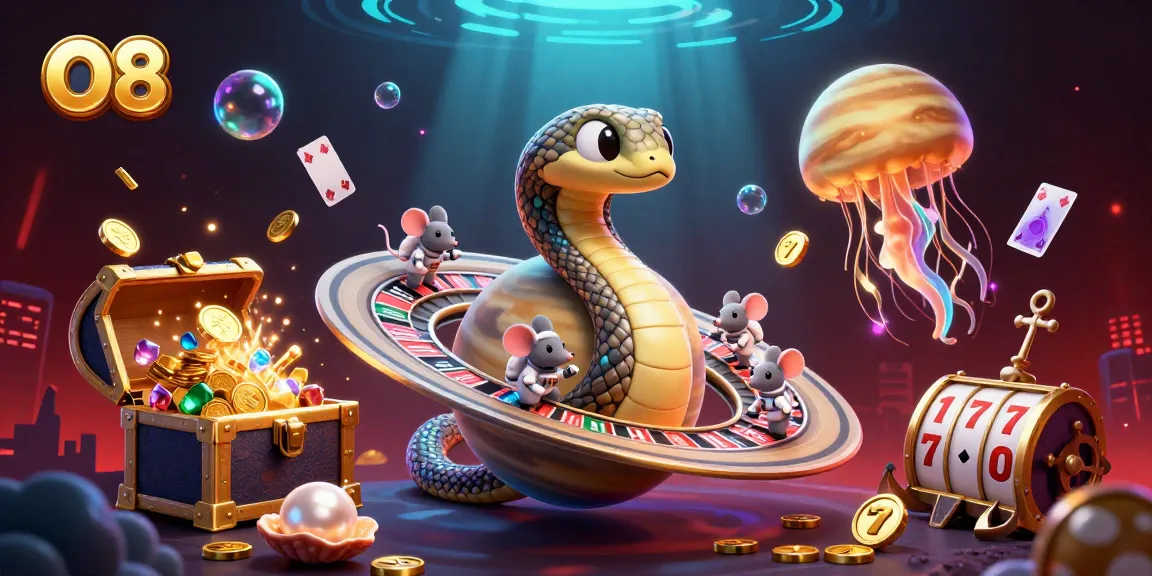 O8 players joyfully engage in spins at a cosmic casino with vibrant underwater elements.