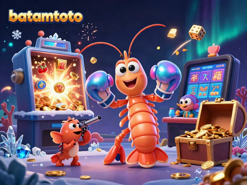 Experience winning thrills with batamtoto's vibrant 3D casino scene featuring dynamic characters and game elements.