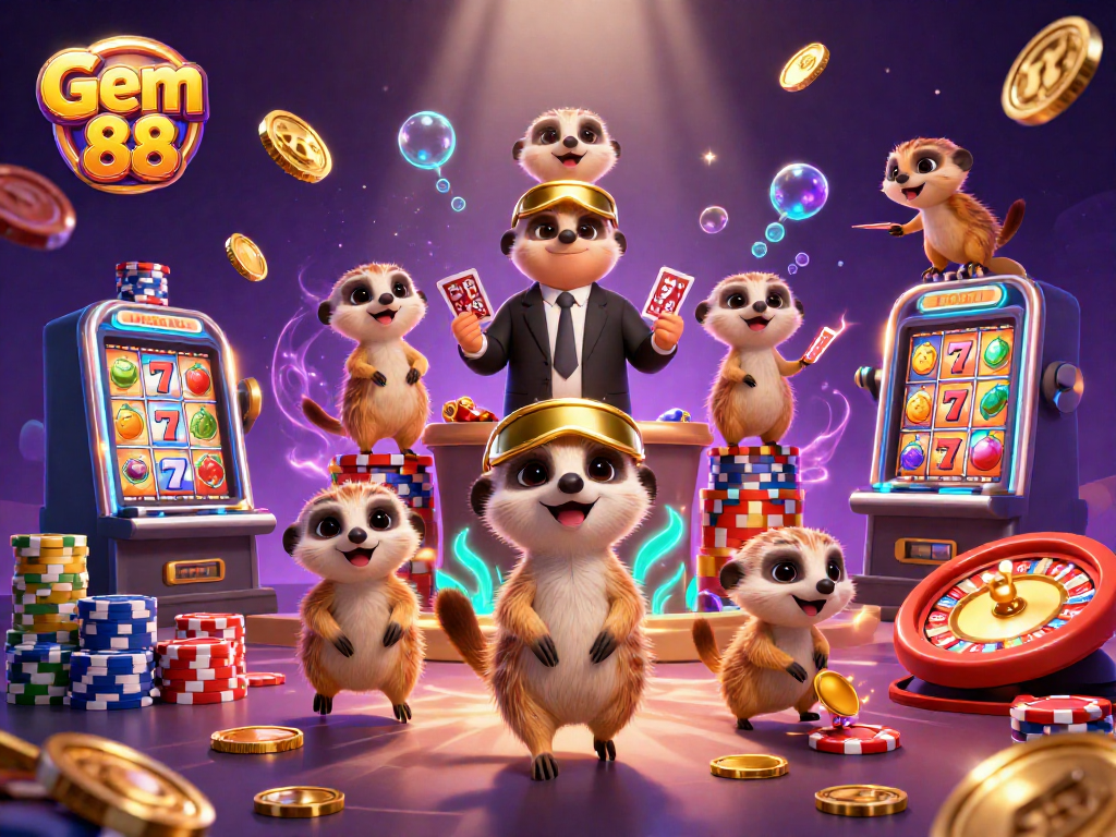 Play lively casino games with Gem 88's animated meerkats running the show, showcasing high-energy slots and table games.