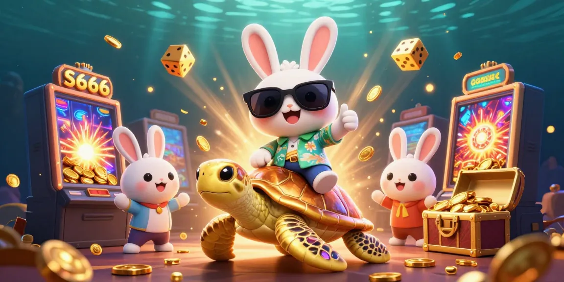 S666 offers a vibrant online gaming experience with a lucky rabbit, golden turtle, and jackpot elements.